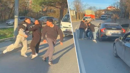 Arnavutköyde yol verme kavgası Yumruklar havada uçuştu