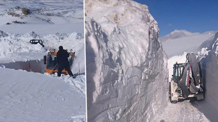 Vanın İran sınır hattındaki askeri üs bölgelerinde mücadele: 4 metreyi aştı Vanın İran sınır hattındaki askeri üs bölgelerinde mücadele: 4 metreyi aştı