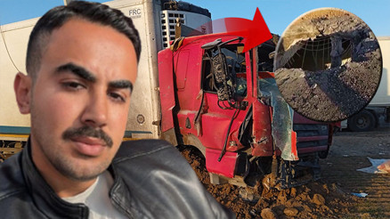 İranda yeri delen füzenin şarapnel parçasının isabet etmesiyle genç şoföre mezar olan TIRın görüntüsü ortaya çıktı