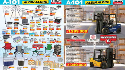 SATIŞTA A101 AKTÜEL AFİŞİ 2 NİSAN 2026 - EN SON TAM LİSTE || A101 Aldın Aldın indirim kataloğu bu hafta neler sunuyor A101 broşürü ile forklift, boy aynası, bulaşık makinesi, kamp sandalyesi, şarjlı dik süpürge raflarda