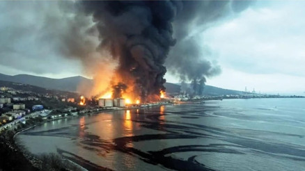 Rusyanın Tuapse kentindeki petrol rafinerisine saldırı