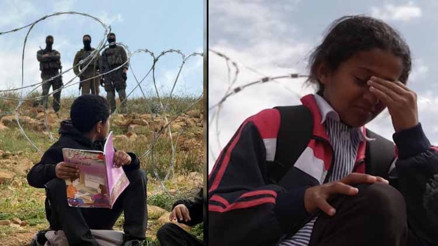 Batı Şeriada çocuklara jiletli tel engeli Batı Şeriada çocuklara jiletli tel engeli