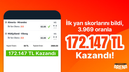 İlk yarı skorlarını bildi, Misli’yle kazandı Tam 3.969 oranla 172.147 TL…