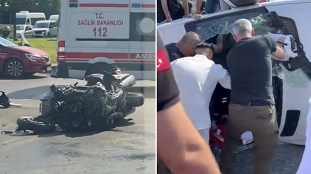 Kağıthanede ambulans ile motosiklet çarpıştı: 4 yaralı