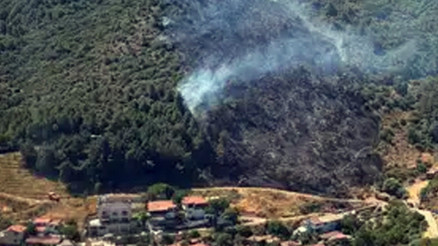 Balıkesirde orman yangını Havadan ve karadan müdahale
