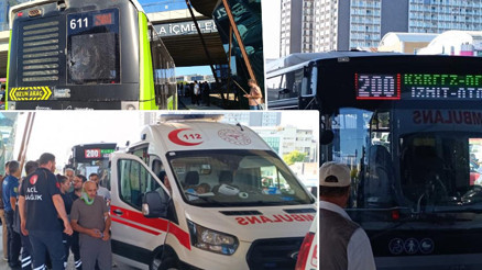 Tuzlada panik anları Ani fren yapan belediye otobüsüne beton pompası çarptı: Yolcular yere savruldu