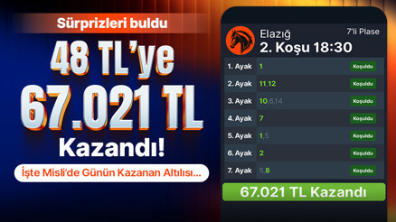 Sürprizleri buldu, 48 TL’ye 67.021,40 TL Kazandı İşte Misli’de Günün Kazanan Altılısı…