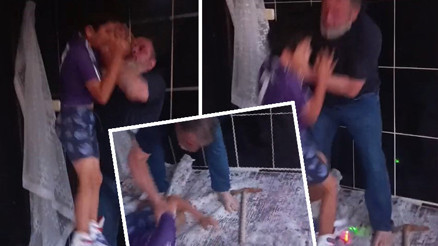 Kazmalı vicdansız kamerada: 10 yaşındaki çocuğu kaldırıp yere fırlattı