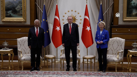 Cumhurbaşkanı Erdoğan, Ursula von der Leyen ve Antonio Costayı kabul etti