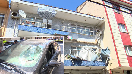 Ümraniyede felaketin eşiğinden dönüldü: 2 katlı binadaki dairenin balkonu çöktü