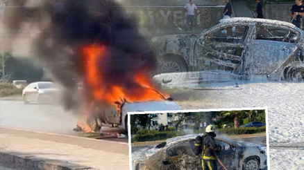 Seyir halindeyken yanan otomobil küle döndü