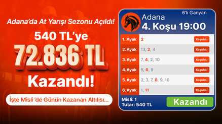 Adana’da At Yarışı Sezonu Açıldı 540 TL’ye 72.836 TL Kazandı İşte Misli’de Günün Kazanan Altılısı…