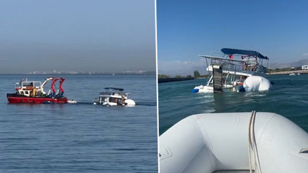 Antalya’da günübirlik turist taşımacılığı yapan boş tekne batma tehlikesi geçirdi