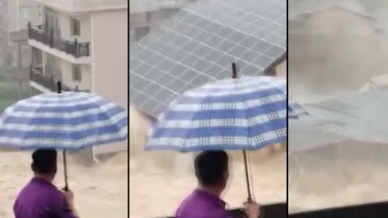 Çinde şiddetli sel: 3 katlı bina yıkıldı