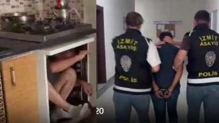 31 yıl hapis cezasıyla aranan kişi, bulaşık makinesinden saklanırken yakalandı