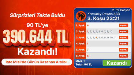 Sürprizleri Tekte Buldu 90 TL’ye 390.644 TL Kazandı İşte Misli’de Günün Kazanan Altılısı…