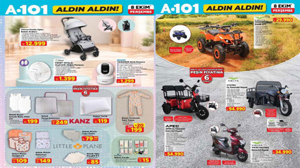 SATIŞTA A101 AFİŞİ ÜRÜNLERİ 8 EKİM 2026 || Perşembe günü A101 Aldın Aldın aktüel kataloğu ürünleri neler A101 indirim broşürü ile dikiş makinesi, giyilebilir göğüs pompası, motor kaskı, bebek arabası, piyanolu oyun halısı, akıllı kamera raflarda