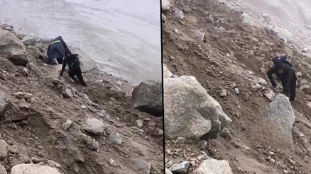 Ağrı Dağında korku dolu anlar: Dağcılar kaya kütlelerinden son anda kurtuldu Ağrı Dağında korku dolu anlar: Dağcılar kaya kütlelerinden son anda kurtuldu