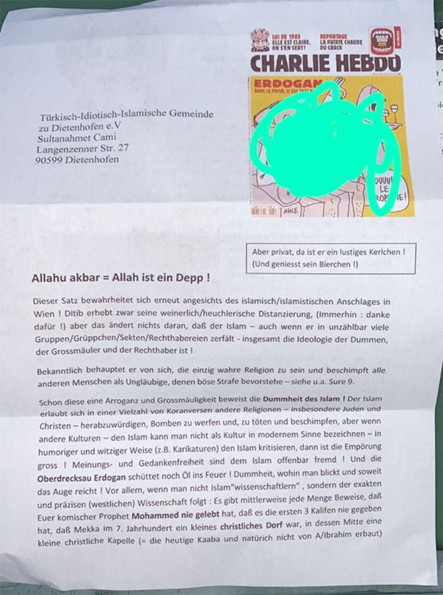 Arif Taşdelen’den Bavyera İçişleri Bakanı’na mektup: Camilerimizi koruyun