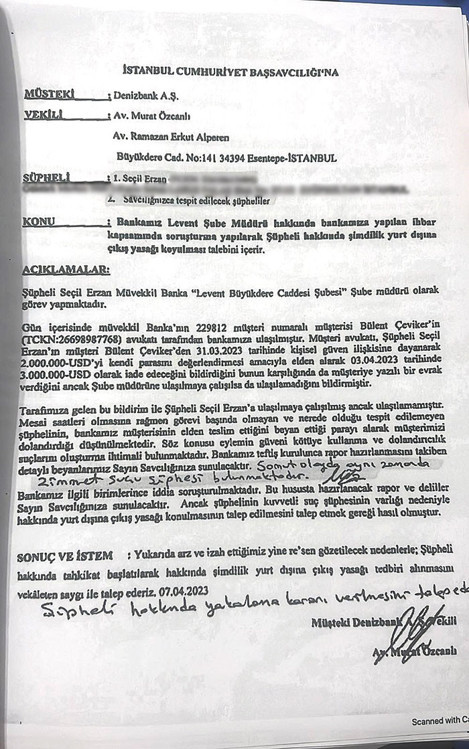 Ponzi Seçil’in verdiği şifre ve Denizbank’ın dilekçesindeki çelişki