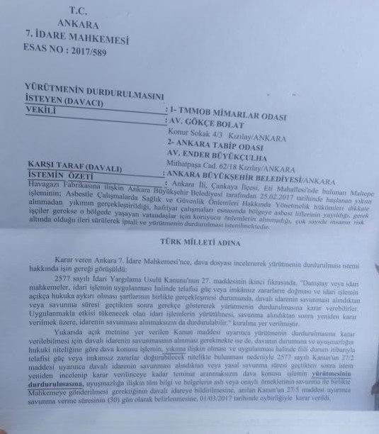 Ankarada tartışma yaratan yıkımla ilgili flaş karar