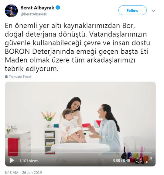 Berat Albayrak’tan bor madeni mesajı