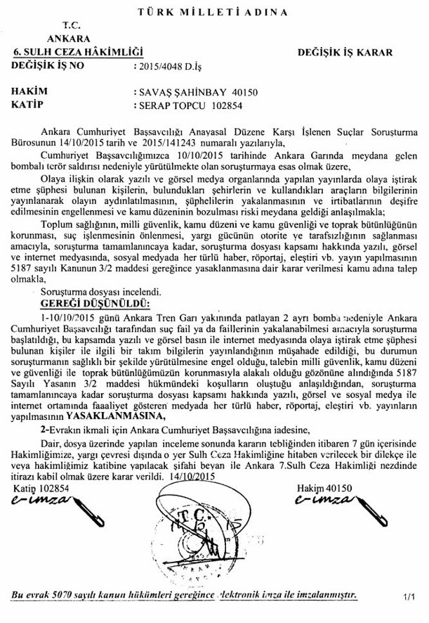 Ankara katliamında ‘her türlü’ yayın yasak