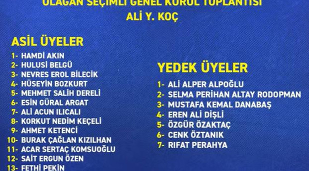 ALİ KOÇUN LİSTESİ