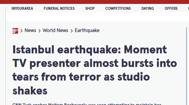 The Mirror, CNN Türk canlı yayınında sunucunun korku dolu anları