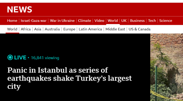 BBC: Türkiyenin en büyük şehri İstanbulda art arda gelen depremler nedeniyle panik yaşandı