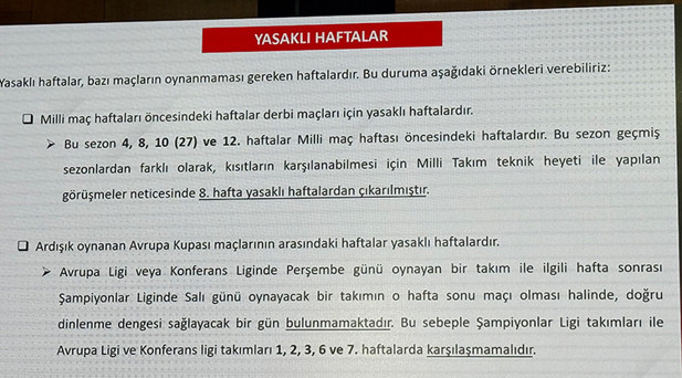 YASAKLI HAFTALAR BELLİ OLDU