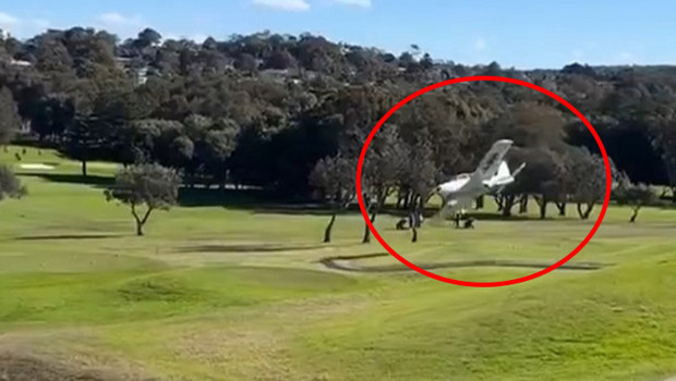 Golf sahasına indi: Felaketten kurtuldu