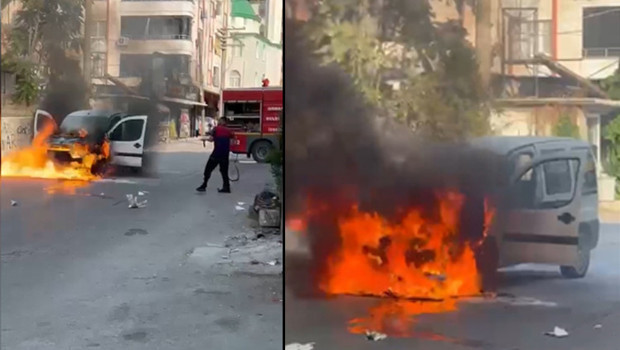 Osmaniye’de araç alev alev yandı