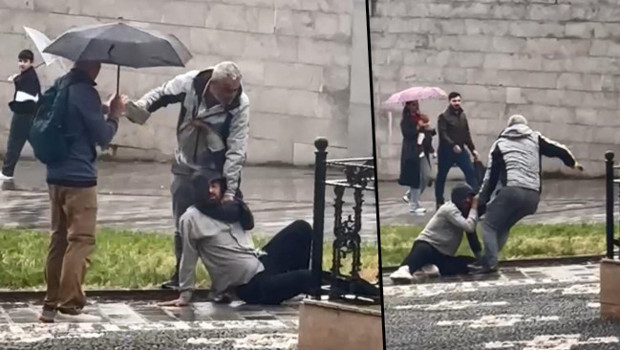 İstanbul'da dehşet! Önce yerde sürükledi sonra kaldırım taşıyla darbetti