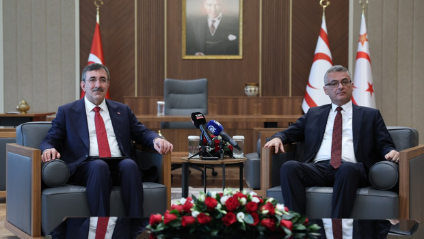 Cumhurbaşkanı Yardımcısı Cevdet Yılmaz, KKTC Cumhurbaşkanı Erhürman ile bir araya geldi