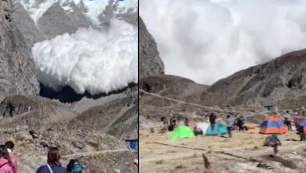 Dağcıların kampına çığ düştü