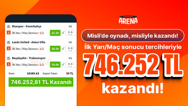 3 maçın İlk Yarı/Maç sonucu skoru bildi! 50 TL’ye 746.252 TL kazandı...
