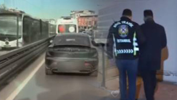 Ambulansa yol vermeyen sürücü yakalandı