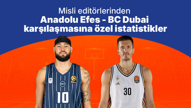 Misli editörlerinden Anadolu Efes - BC Dubai karşılaşmasına özel istatistikler