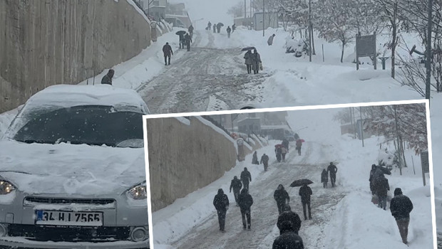 Yoğun kar ve tipi... Sürücüler araçlarını bırakıp evlerine yürüyerek gitti