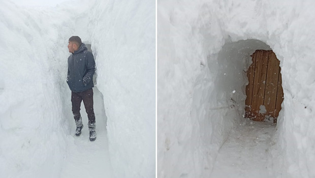 Kar kalınlığı 2 metreyi aştı, bazı evler kara gömüldü! Çözümü tünel kazmakta buldu