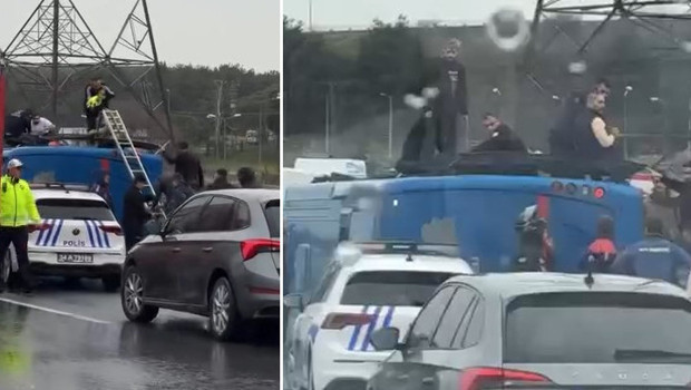 Kağıthane'de cezaevi nakil aracı devrildi: 4 jandarma personeli yaralandı