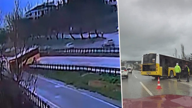 Büyükçekmece'de faciadan dönüldü: İETT otobüsü bariyere böyle çarptı