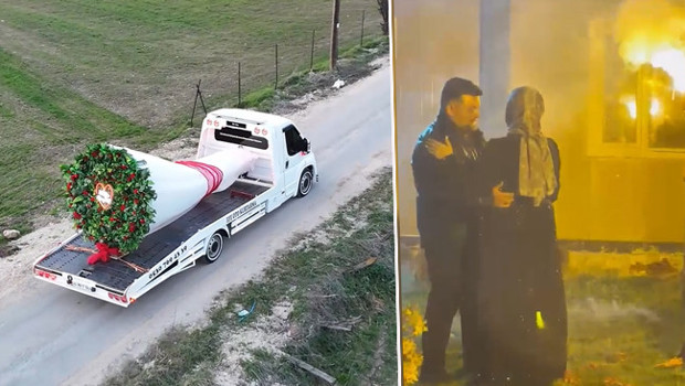 Dev çiçek buketini oto kurtarıcıya yükledi! Kız arkadaşına böyle evlilik teklifi etti