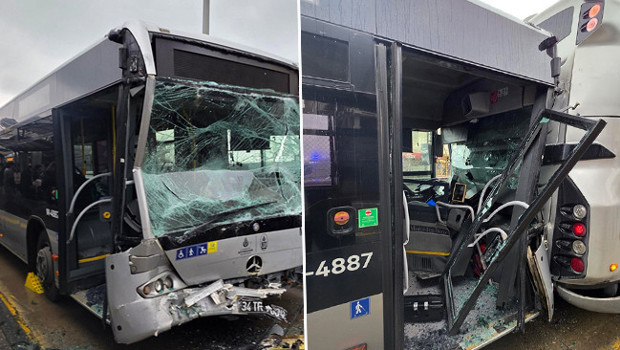 Son dakika... Avcılar'da iki metrobüs çarpıştı: 5 yaralı