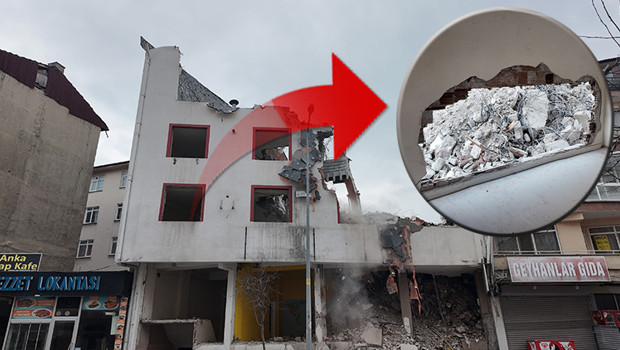 Yıkım sırasında bitişik binadaki dairenin yatak odasının duvarı yıkıldı