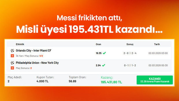Messi frikikten attı, Misli üyesi 195.431TL kazandı…
