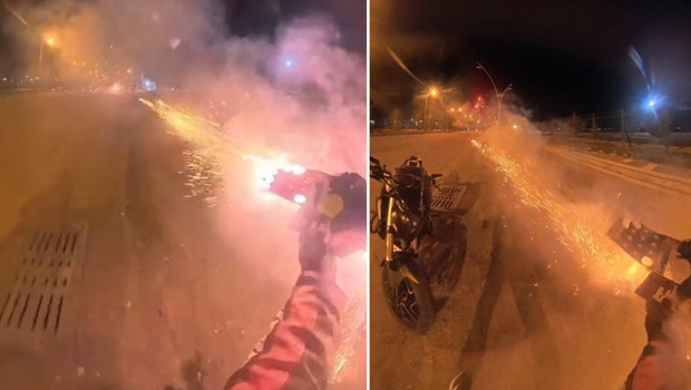 Havai fişekleri peş peşe arkadaşlarının üzerine ateşledi