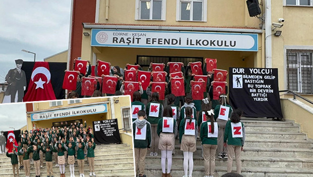 Keşan’da öğrencilerden Çanakkale Zaferi'nin 111’inci yıl dönümüne özel koreografi