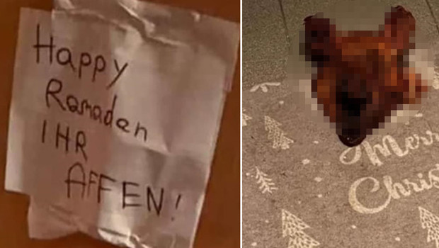 Müslüman ailenin kapısına domuz kafası